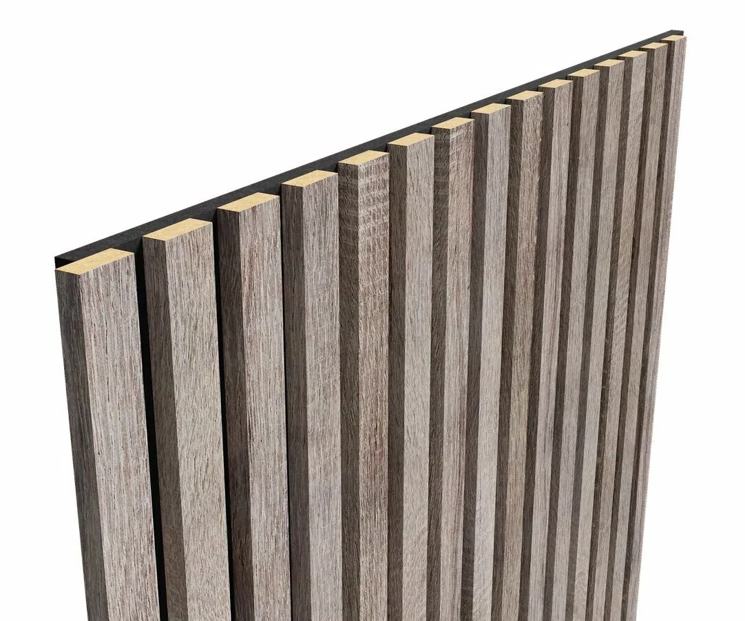 МДФ стеновая панель акустическая Cosca Decor Сканди Дуб Дымчатый черный войлок 1200×600×19